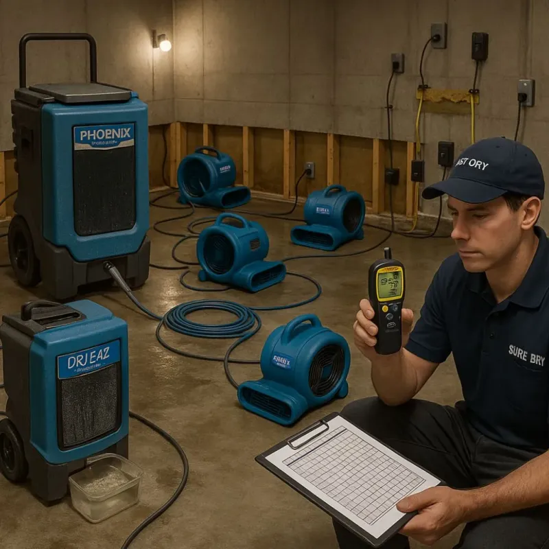 Structural Drying and Dehumidification process in Zelienople, PA